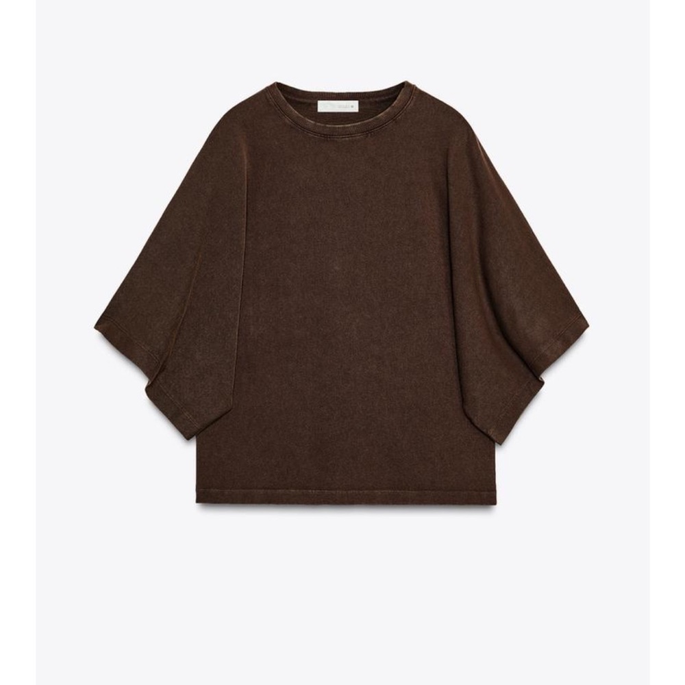 Zara Brown Short Sleeve Boxy Tee
